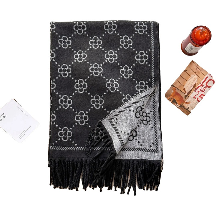Esarfa din lana, imprimeu floral, 200x65cm, set