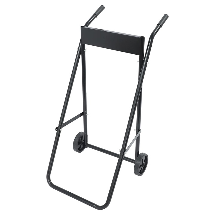 Carucior pentru motor exterior de barca, Suport transport pliabil, 40 kg capacitate, Otel laminat la rece, Constructie robusta, Negru