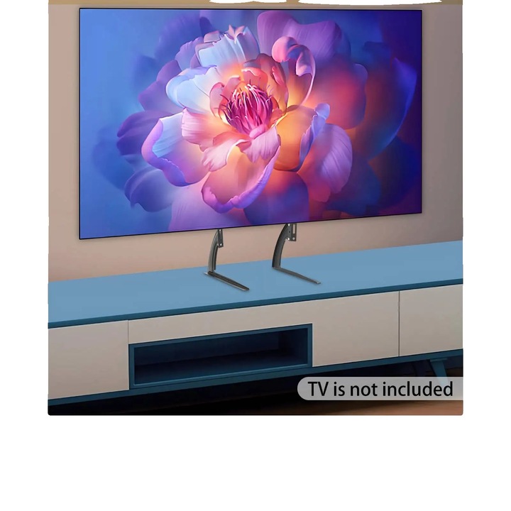 Стойка за телевизор, регулируема височина, лесен монтаж, черна