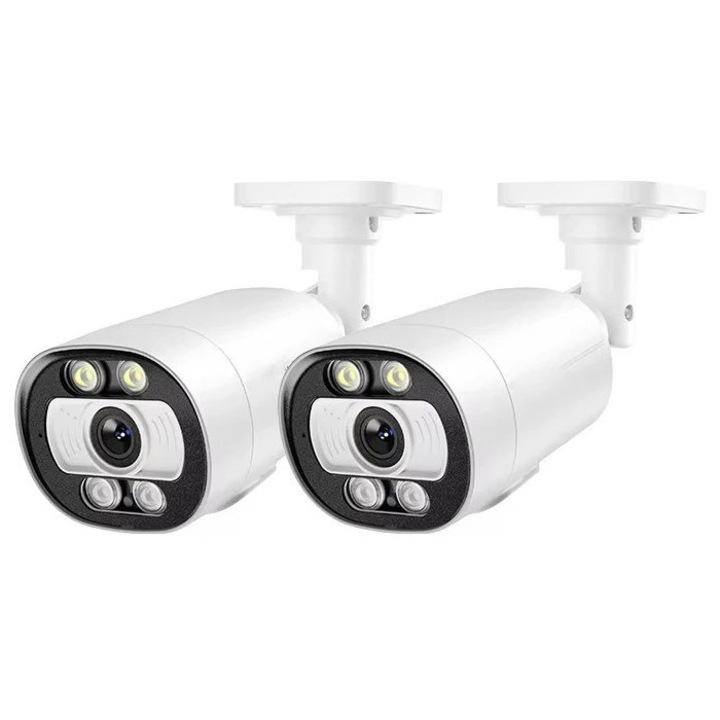 Camera de supraveghere, 5MP, detectie umana, audio bidirectional, set 2 bucati, 3.6mm, fara cablu, priza EU