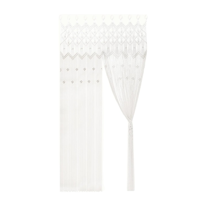 Завеса, елегантен бохемски дизайн, памучен материал, бял, 120x195см