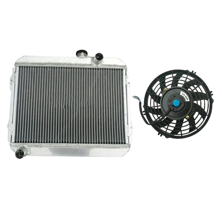 Set radiator din aluminiu/ventilator auto, 300mm x 448mm x 56mm, capacitate de racire crescuta, montare usoara
