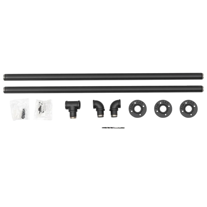 Парапет за стълби, желязна конструкция, противоплъзгащ дизайн, черен