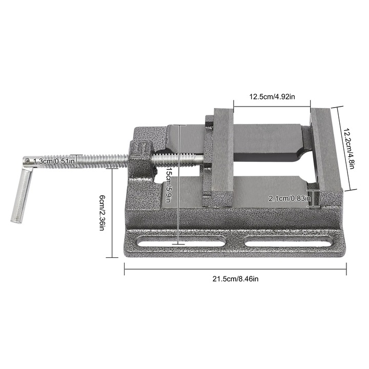 Menghina 125 mm, Menghina pentru masina de gaurit, Stabilitate ridicata, Menghina de banc, Multifunctional, Pentru lucrari din lemn, Negru