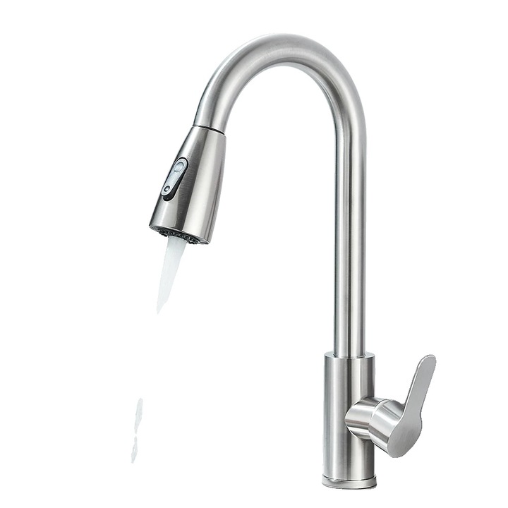 Санитарен смесител, въртене на 360°, никелирано покритие, монтаж върху плот