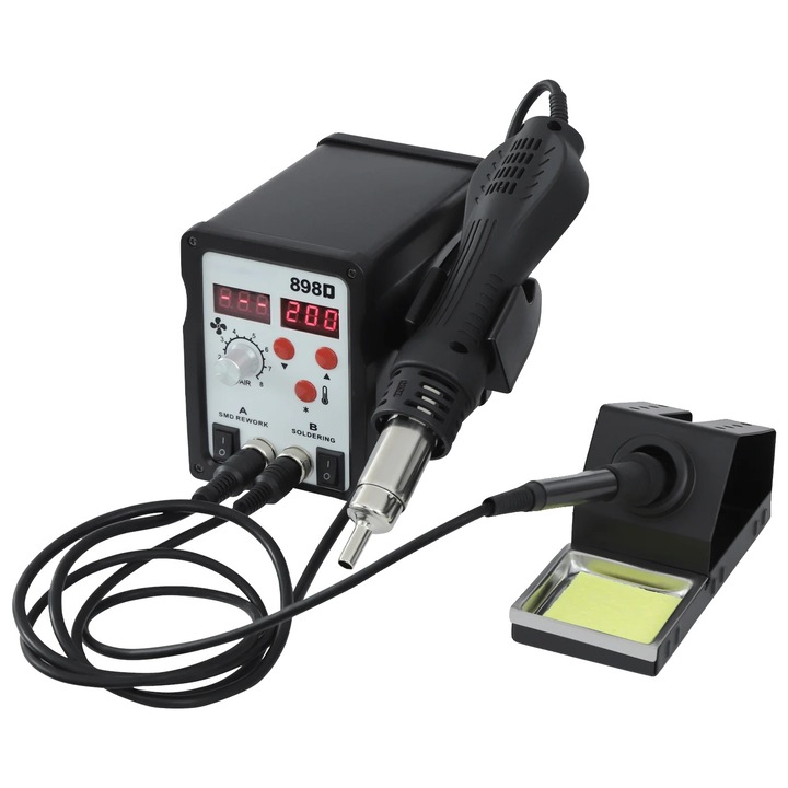 Statie de lipit, pistoale de lipit, temperatura ajustabila, design compact, negru