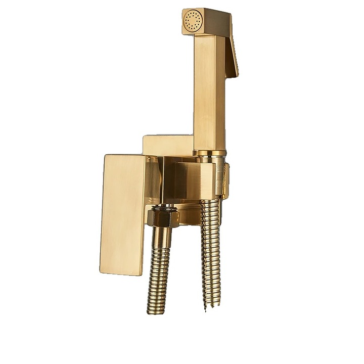 Bidé csaptelep, falra szerelhető, egykaros vezérlés, szálcsiszolt arany