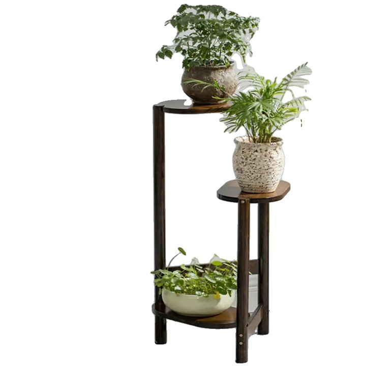 Suport pentru plante, 3 niveluri, design minimalist, maro, dimensiuni variate