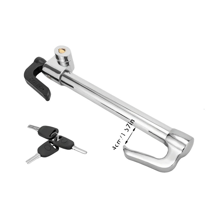 Incuietoare volan, functii de siguranta duale, material durabil, argintie