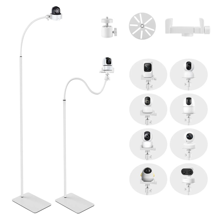 Suport pentru monitor bebe, inaltime ajustabila, rotatie 360°, alb, dimensiuni 29,5x19,6cm