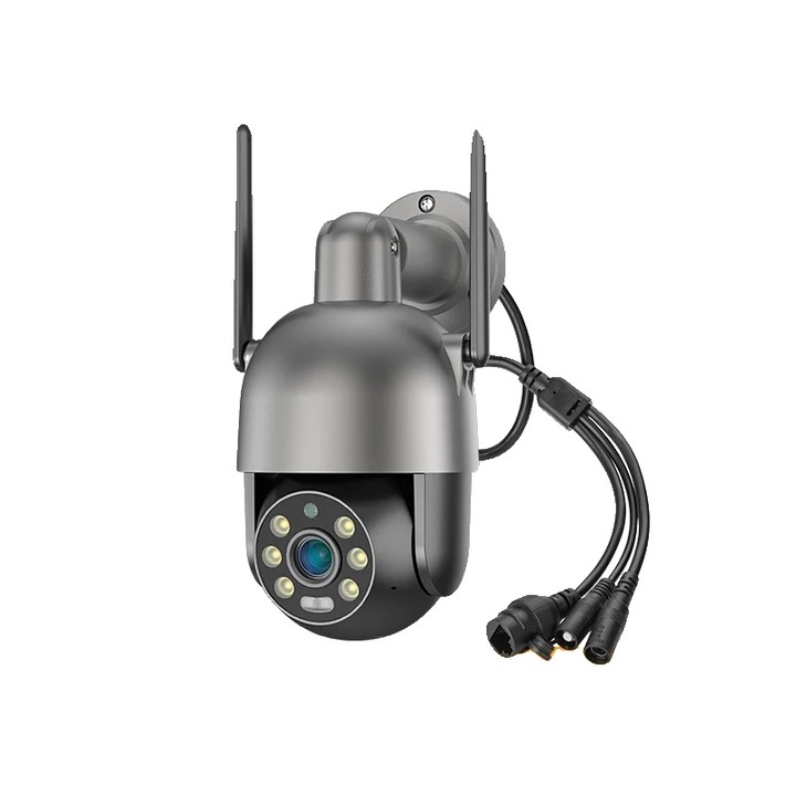 Камера за наблюдение, Панорама 355 градуса, Наклон 90 градуса, Цветно нощно виждане, Двупосочна комуникация, 6.3x4.1x4.1 инча