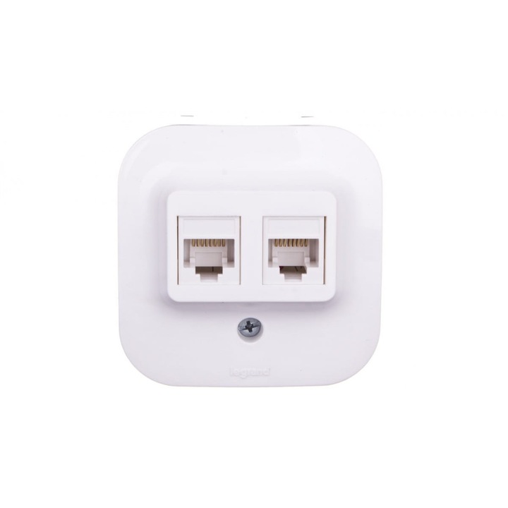 Контакт Legrand, компютърен контакт RJ45 cat.5e, 2 елемента, бял, 65x50мм