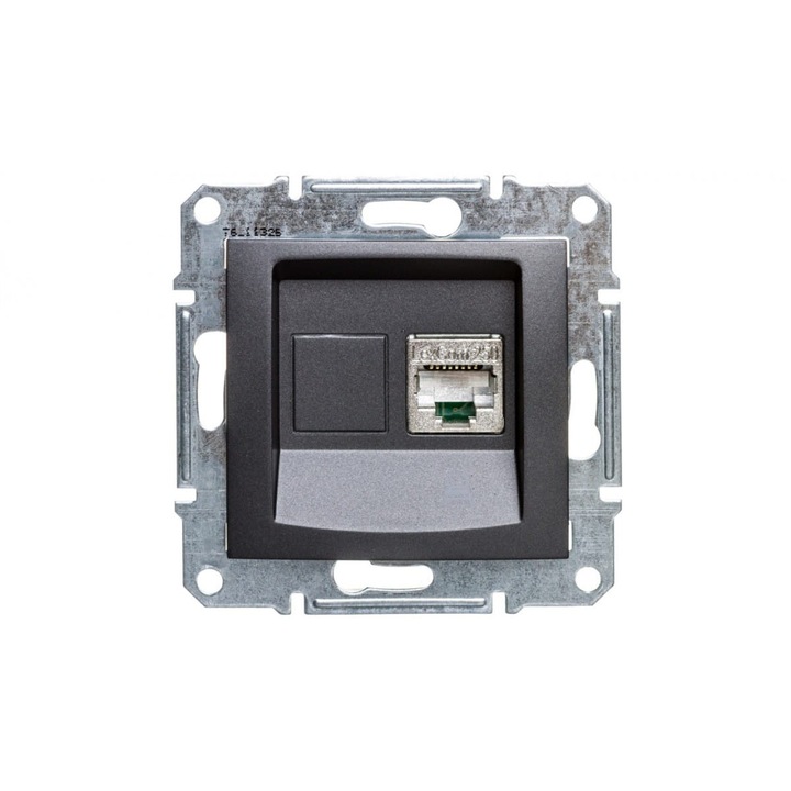 Gniazdo computer RJ45 cat.6 FTP, Schneider, grafit, 71x71mm