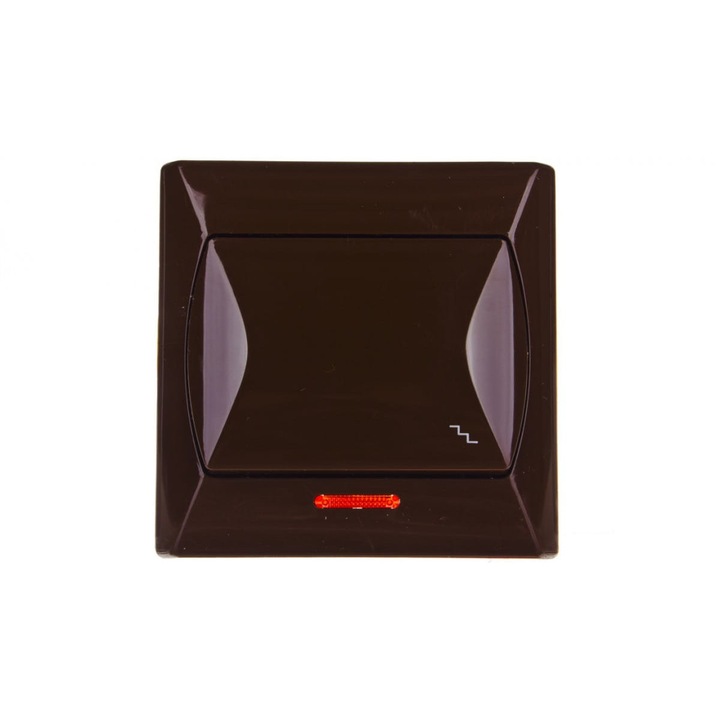 LED világítású kapcsoló, Ospel, LP-3AS/24, 1 gomb, barna, 90x40mm