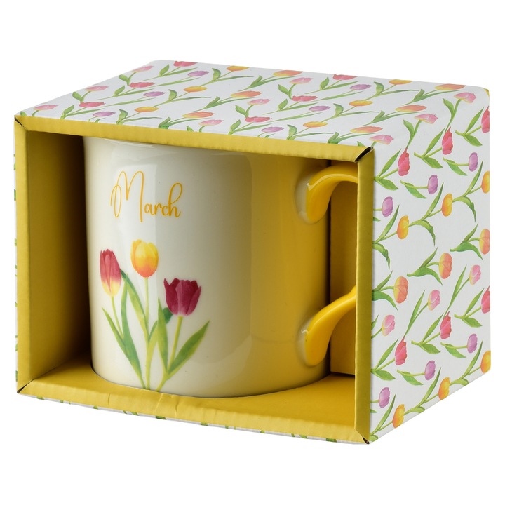 Cana Affekdesign, model Marzec, 320ml, flori, 8,7x9cm