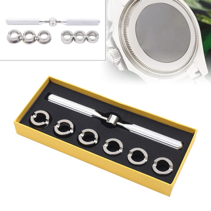 Set unelte pentru repararea bratarilor de ceas, otel aliat, rezistent la rugina, include cheie si chuck-uri