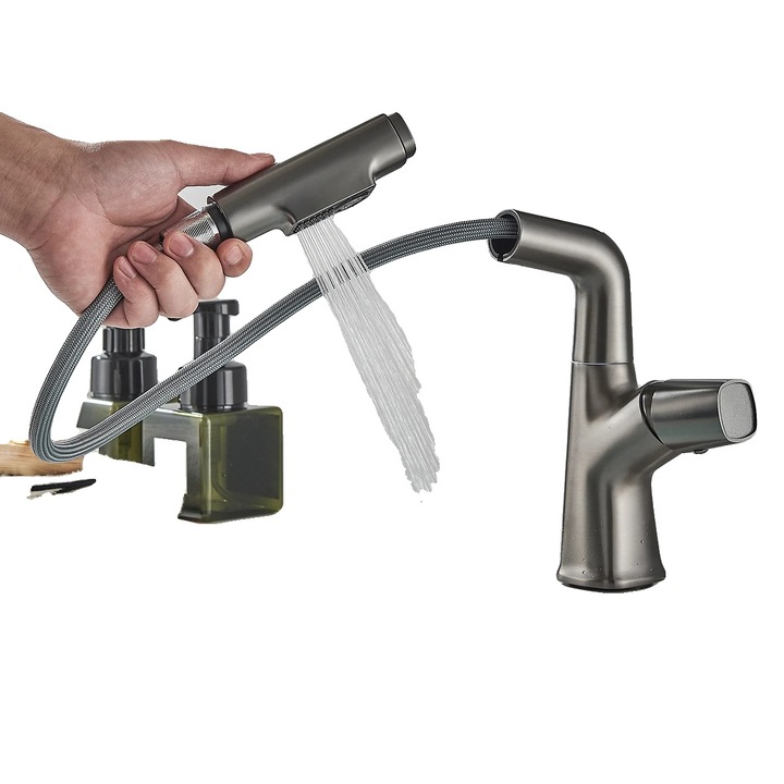 Csaptelep, 360 fokban forgatható, egykaros, szürke