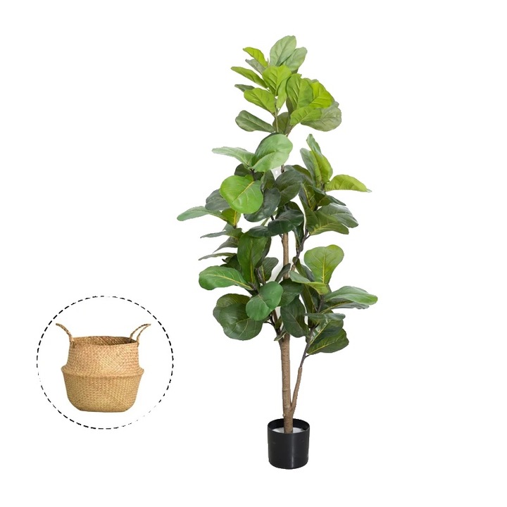 Planta artificiala Fiddle Leaf Fig, decor elegant, design cu intretinere redusa, 150 cm