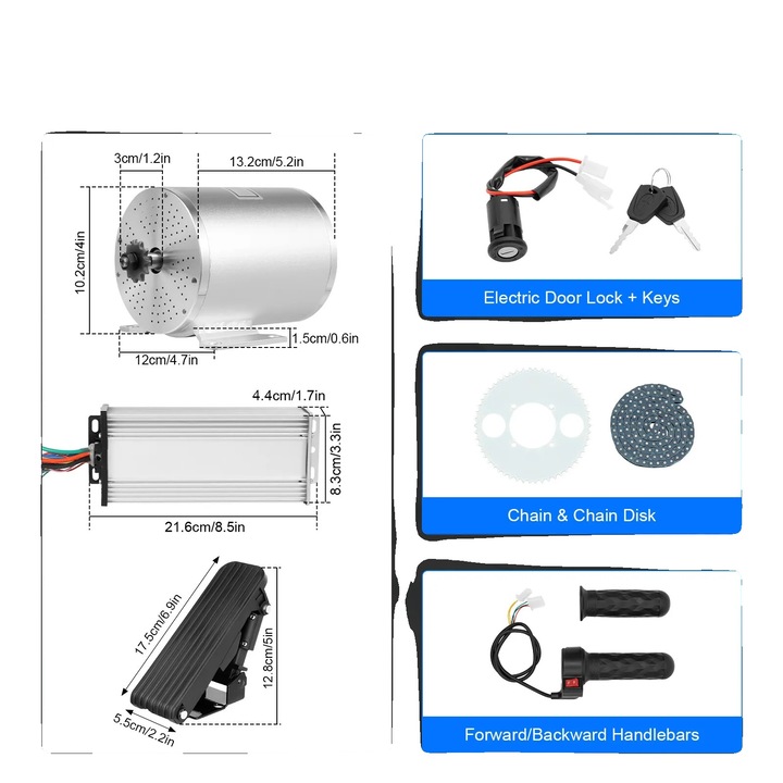 Motor fara perii, eficienta ridicata, instalare usoara, argintiu, 48-72V