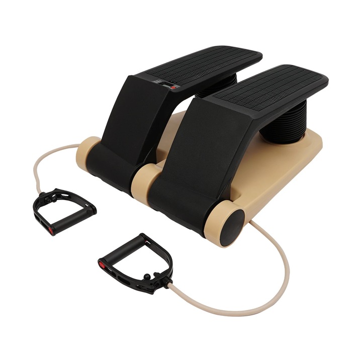 Twist Stepper, Mini stepper, Benzi de rezistenta, Ecran LCD, Sarcina 150 kg, Pentru acasa si antrenament de echilibru, Auriu
