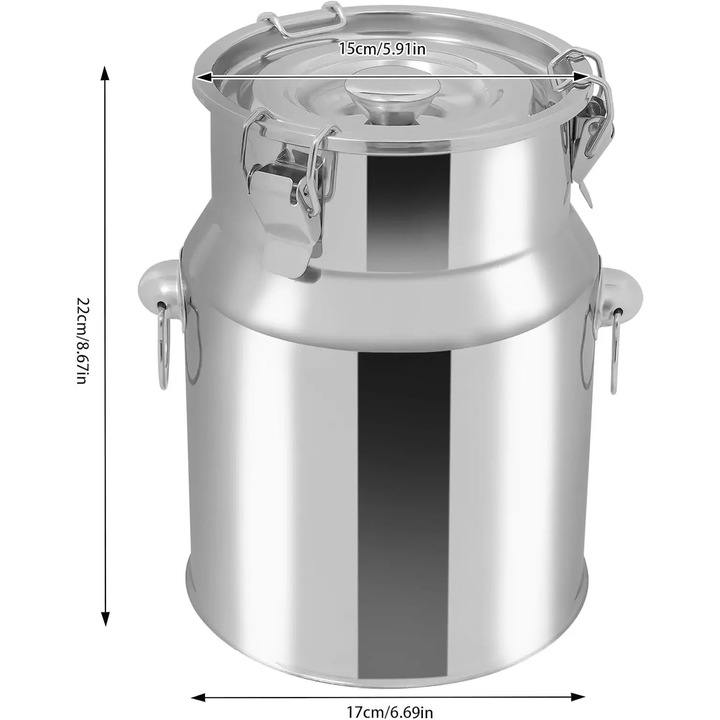Butoaie, 4L, design etans, argintie, 22cm