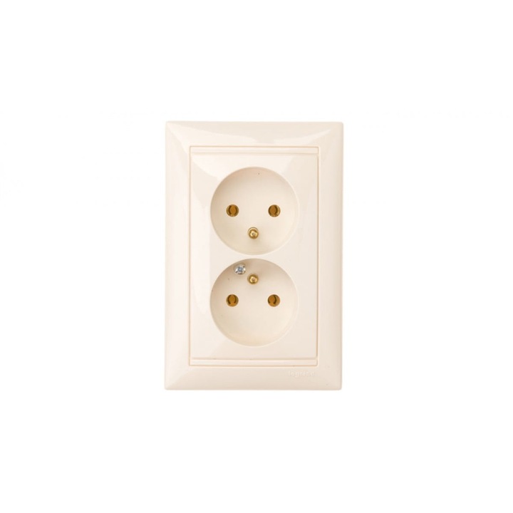 Двоен контакт Legrand VALENA 16A IP20 кремав 85x50mm, комплект 2 броя