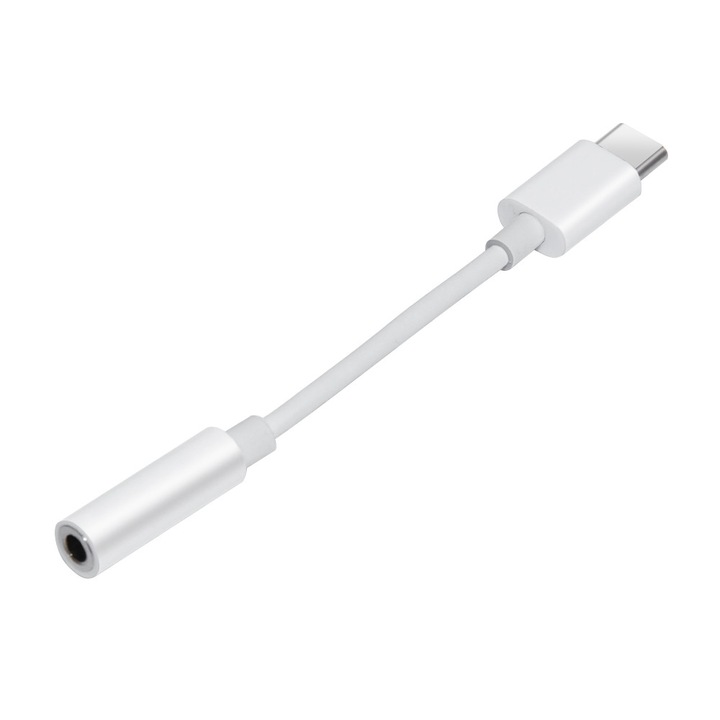 Makki átalakító adapter Type-C M-ről 3,5 mm-es audio jack 4P F-re, fehér - MAKKI-CBL-C-AUDIO-WH