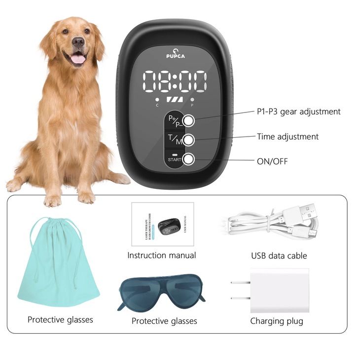 Perie de terapie cu laser pentru animale, tratament piele, negru, 40 LED, 0.62 kg