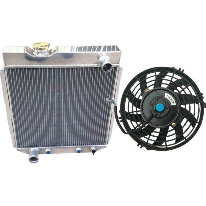 Radiator din aluminiu pentru FORD Mustang V8, dimensiuni 547x498x116mm, eficienta de racire imbunatatita cu 30%, set complet
