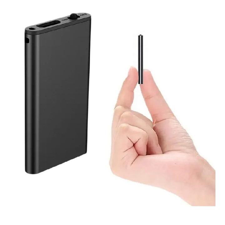 Mini Reportofon Digital 8GB, Inregistrare Audio HQ, Functie MP3, Activare Vocala, Onshop, Negru