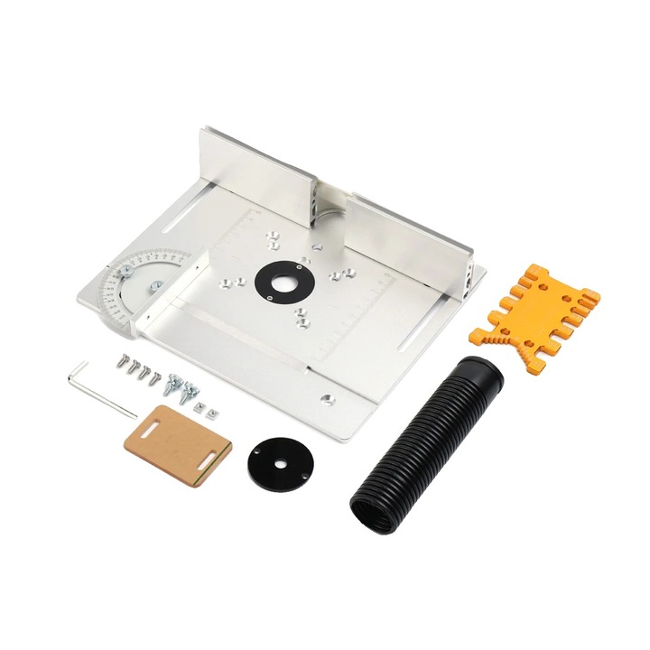 Placa de insertie pentru masa de frezare, constructie din aluminiu, dimensiuni 240x200x5mm, set de tip 2