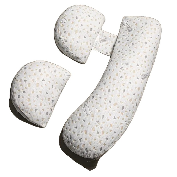 Perna pentru sarcina, 90cm, confort sporit, gri, set cu husa detasabila si lavabila