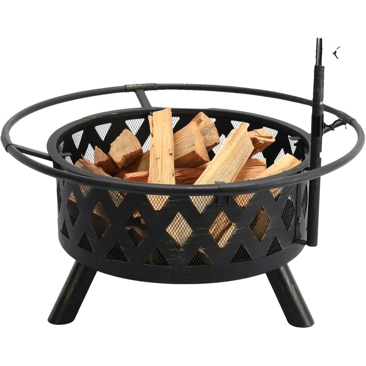 Gratar de gradina, fonta, gratar ajustabil pe inaltime, compatibil cu carbune, finisaj vopsit, certificat 3C