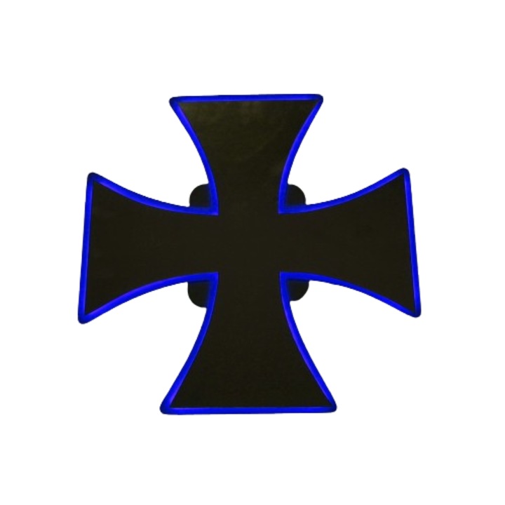 Огледална табела Малтийски кръст, 12/24V, декоративна, синя светлина