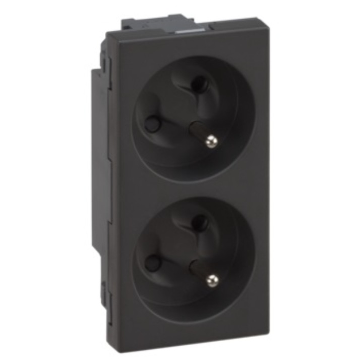 Двоен контакт Simon Connect S500 16A, графитено сив, 50x45мм
