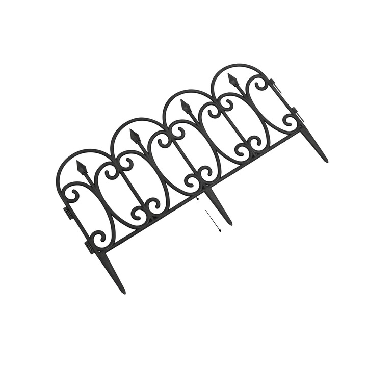 Gard de gradina, material durabil, negru, 58x23cm