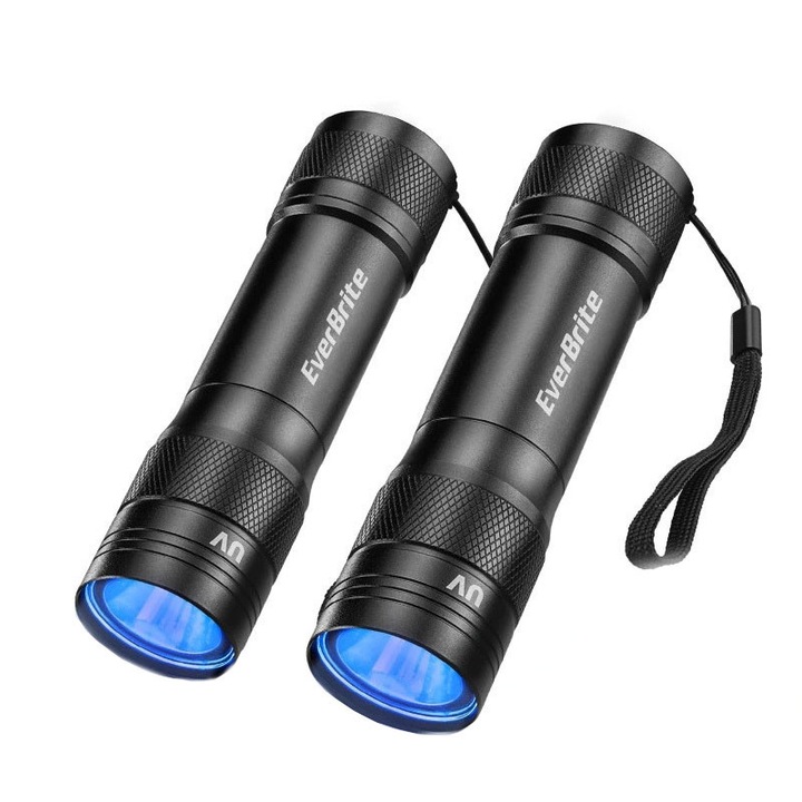 Mini lanternă UV EverBrite 365nm pentru verificarea bancnotelor, 2 bucăți