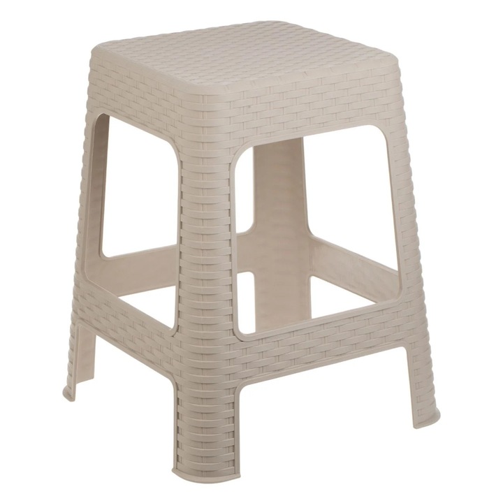Табуретка, Пластмаса, Стабилна конструкция, До 100 кг, 36.5x36.5x46 см, Бежов