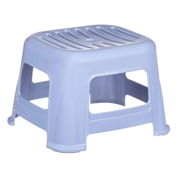 Табуретка, Пластмаса, Силиконова основа против хлъзгане, До 80 кг, Изчистен дизайн, 33x29x22.5 см, Лилав