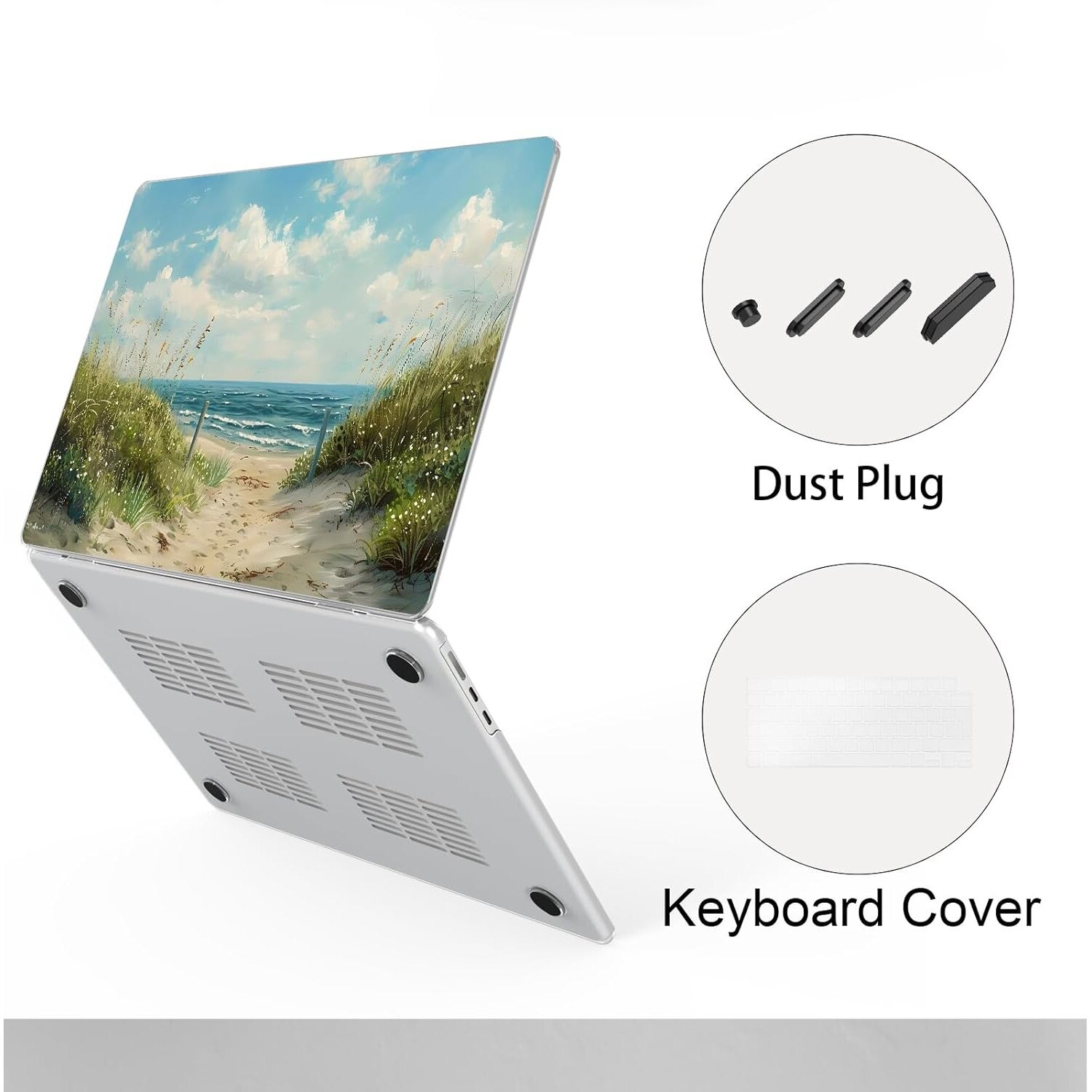 Carcasa TeDaWen pentru MacBook Air 13.6", protectie completa, design in doua parti, transparent, set complet