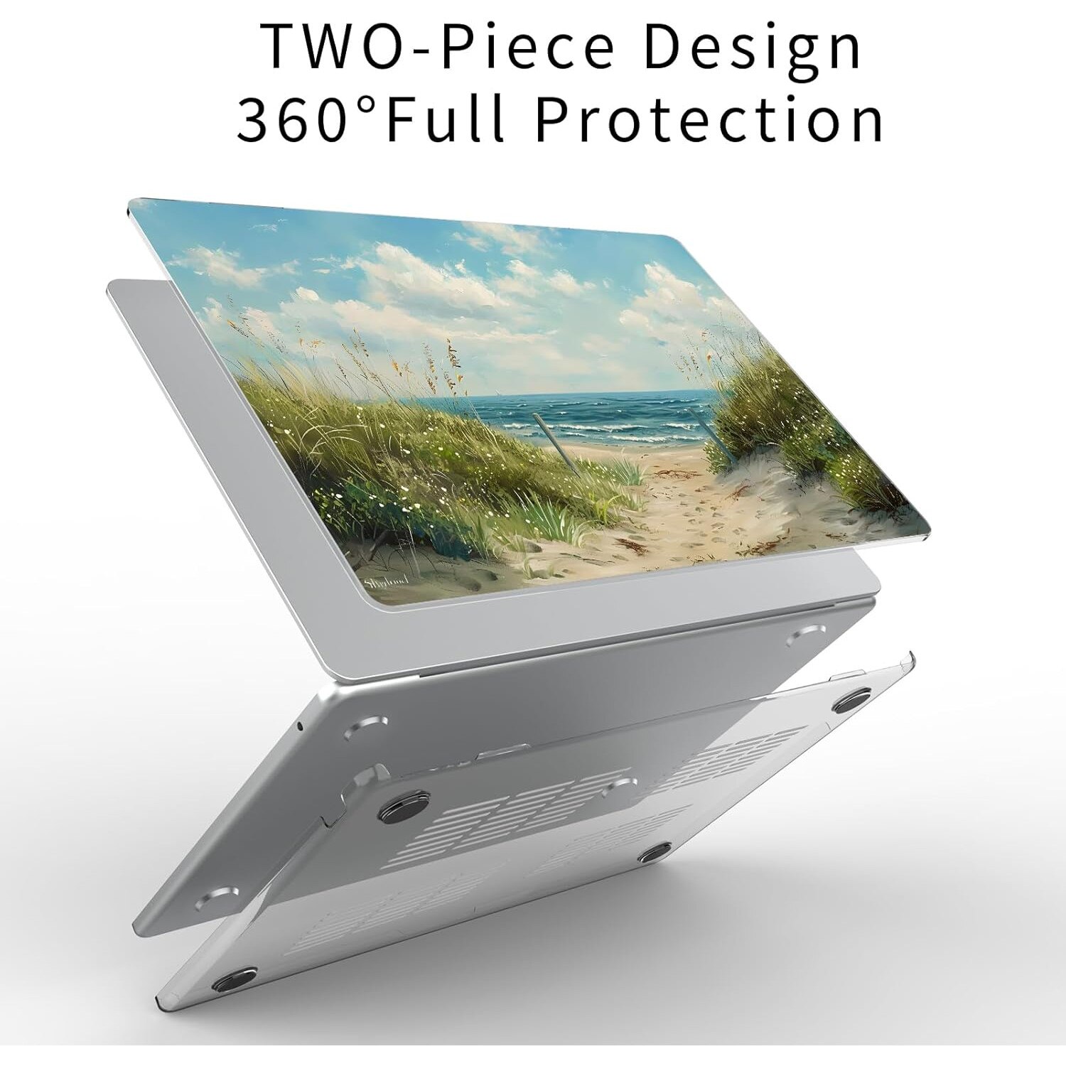 Carcasa TeDaWen pentru MacBook Air 13.6", protectie completa, design in doua parti, transparent, set complet