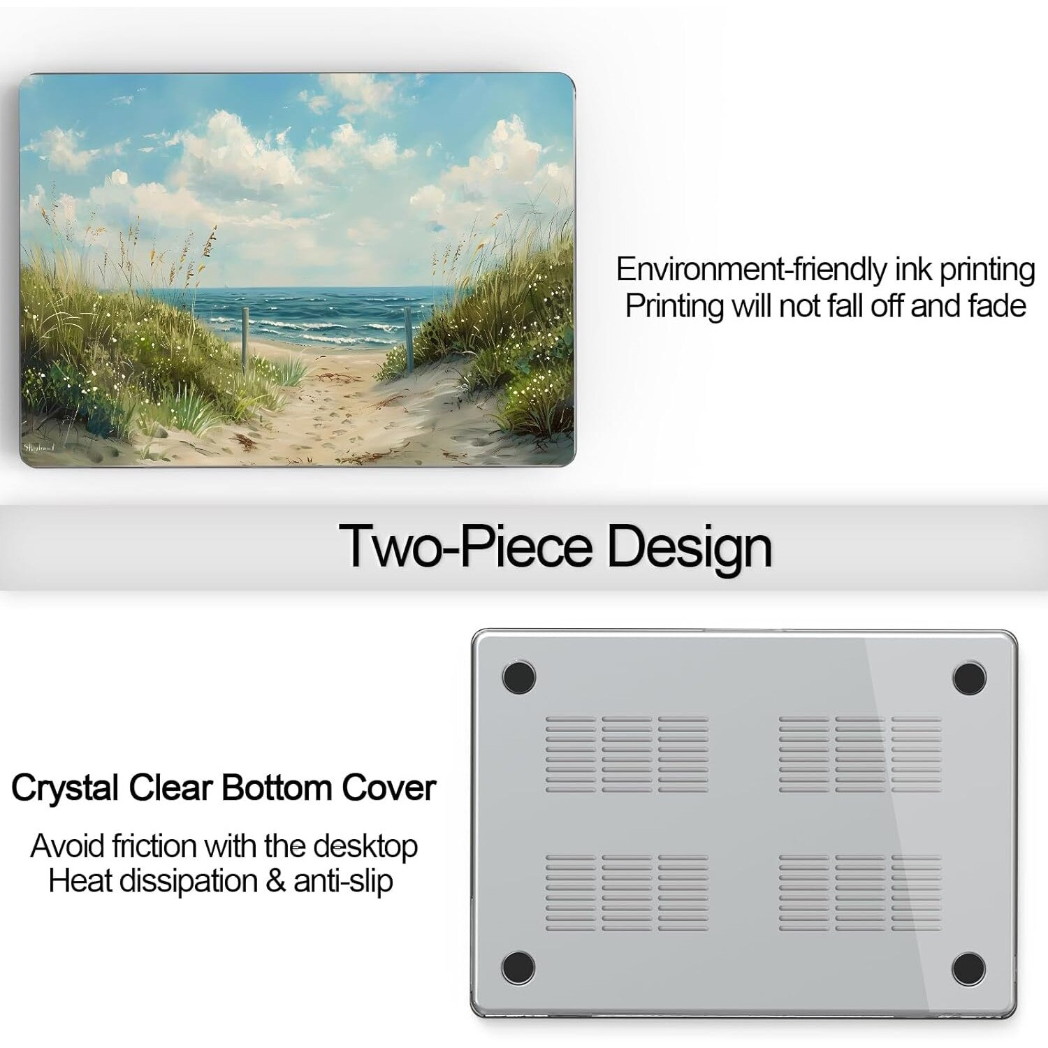 Carcasa TeDaWen pentru MacBook Air 13.6", protectie completa, design in doua parti, transparent, set complet