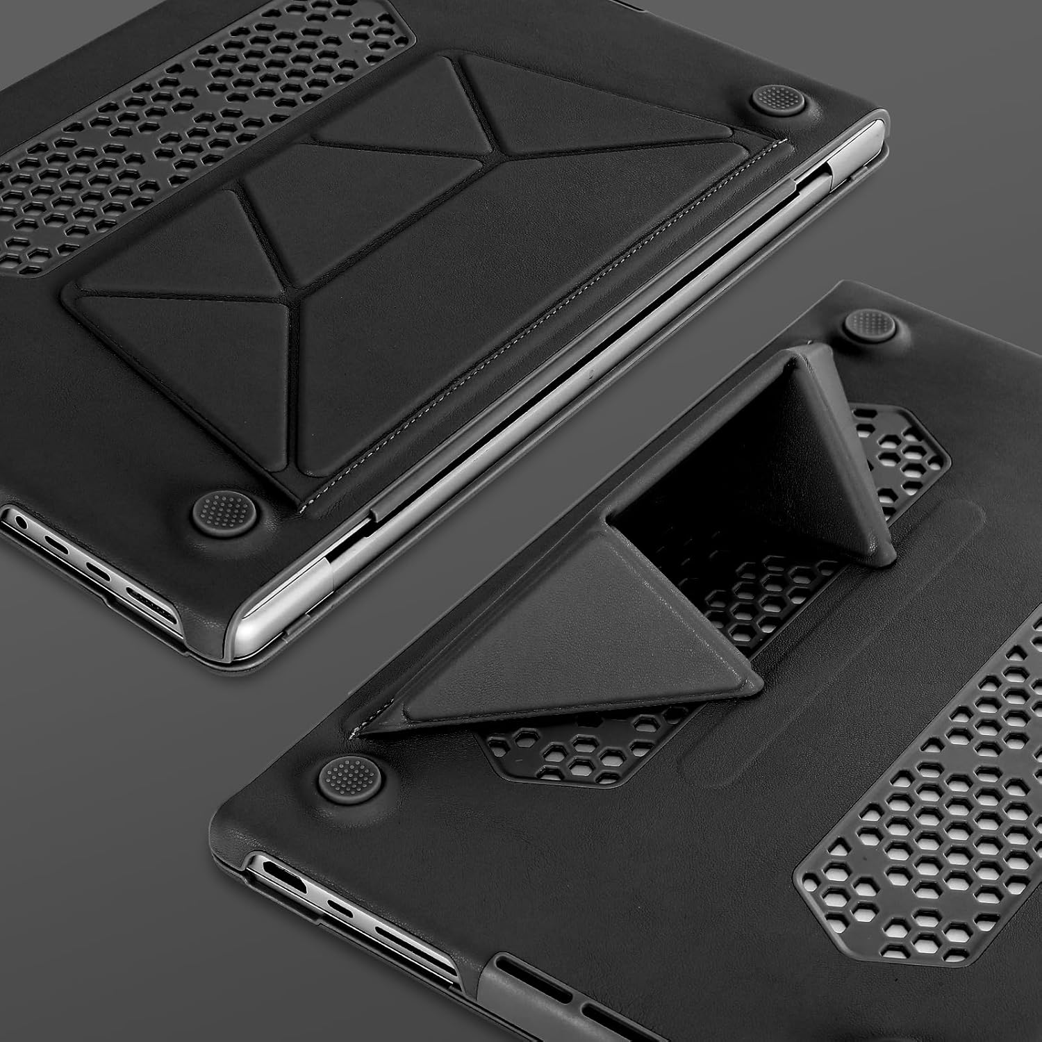 Carcasa protectie Mosiso pentru MacBook Pro 16 inch, piele PU, design subtire, suport pliabil