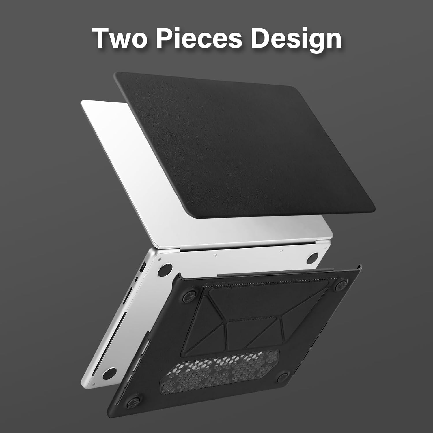 Carcasa protectie Mosiso pentru MacBook Pro 16 inch, piele PU, design subtire, suport pliabil