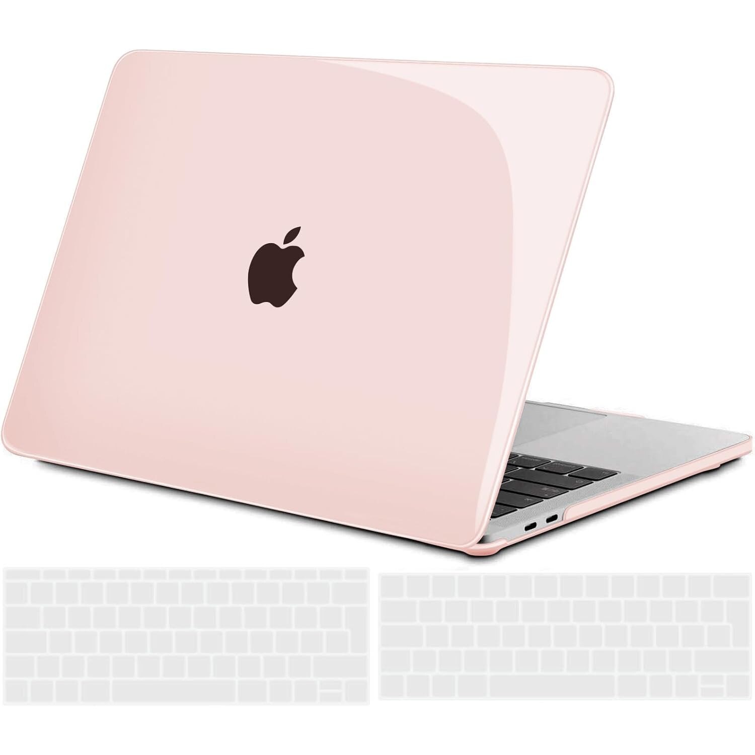 Carcasa laptop TECOOL, MacBook Pro 13", roz transparent, ultra subtire, set cu 2 huse tastatura