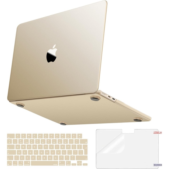 Carcasa laptop Mosiso pentru MacBook Air 15 inch, transparenta, cu protectie tastatura si folie ecran, slim