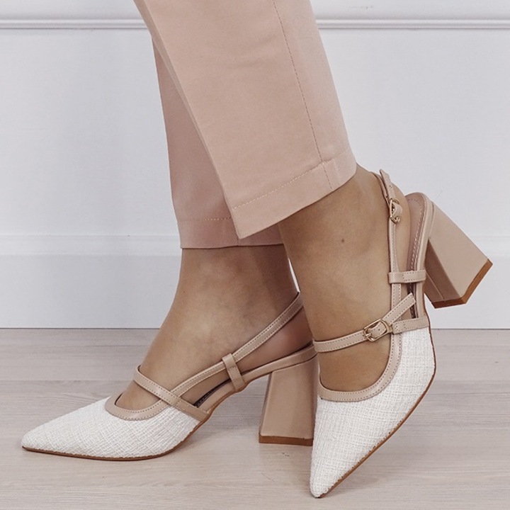 Pantofi bej cu model impletit H8-1095 01 19517, Bej