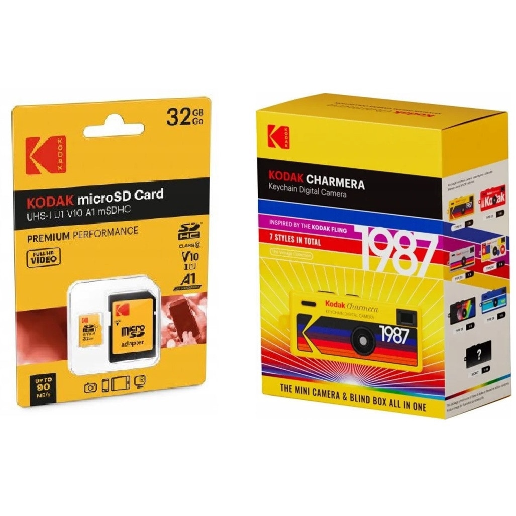 Breloc cu mini cameră digitală Kodak Charmera, set cu card microSD