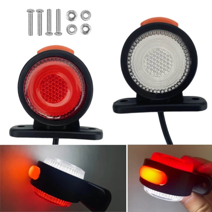 Set 2 Lampi Gabarit / Pozitie Laterala LED 12V-24V, LED 2835, Cauciuc+PC – Xentech Light (Rosu/Alb/Galben)