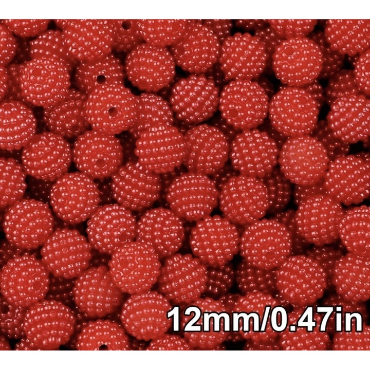 Margele decorative tip Mura 12mm – Rosu, efect 3D 12mm